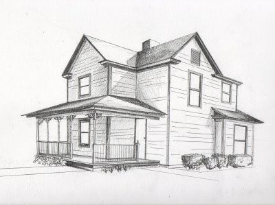 400x299 Perspective Drawings ~ Nata Helper Surreal Cities - Perspective House Sketch