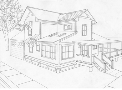 390x288 Two Point Perspective North High School - Perspective House Sketch