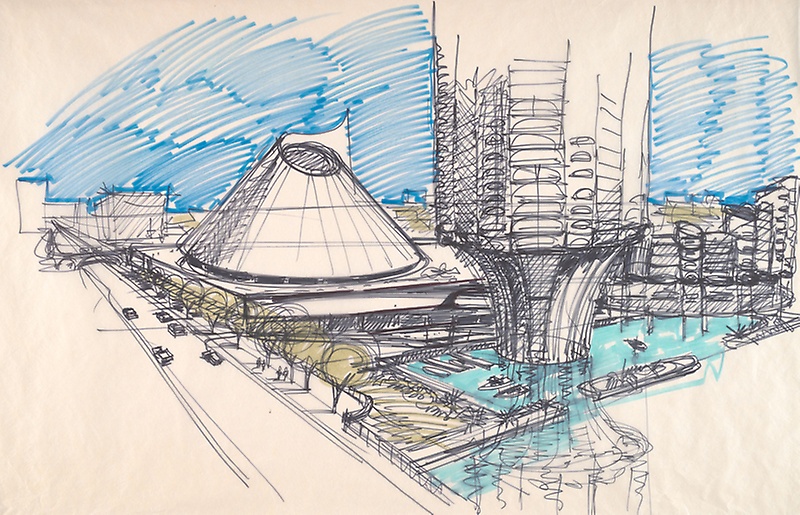 800x515 River City Ia, Chicago, Il, Perspective Sketch The Art Institute - Perspective Sketch