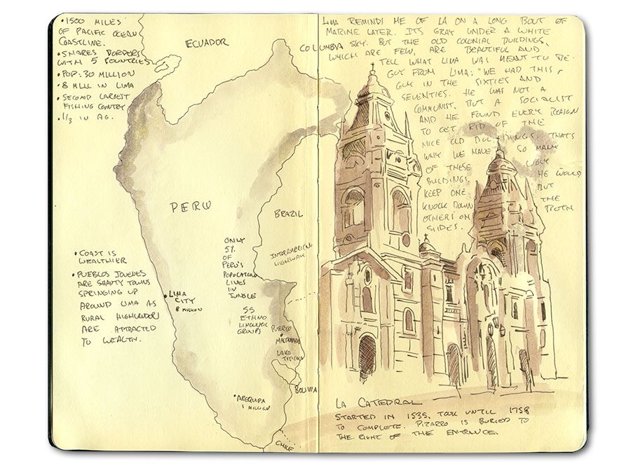 900x675 Moleskine Sketches Of Peru. Map Of Peru Sketch And Hand Inked - Peru Sketch