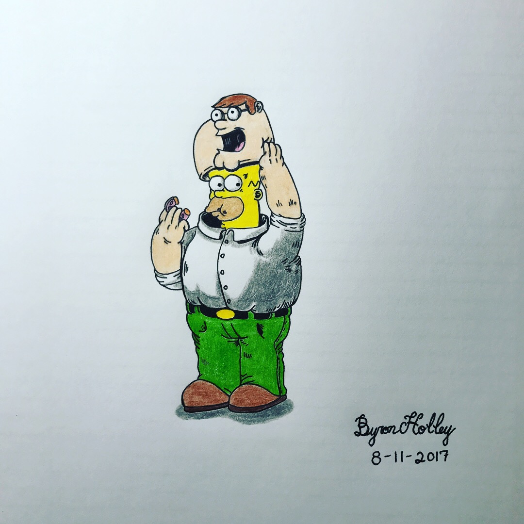 1080x1080 Homer Simpson In Disguise As Peter Griffin From Family Guy Sketch - Peter Griffin Sketch