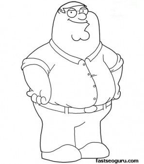 297x338 Printable Cartoon Characters Peter Family Guy Coloring - Peter Griffin Sketch