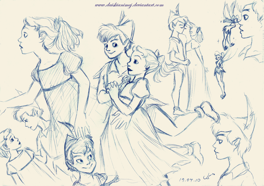 900x633 Peter And Wendy Doodles By Daiskianimej - Peter Pan And Wendy Sketch