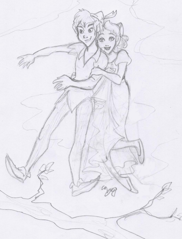 629x826 Sketch Request - Peter Pan And Wendy Sketch