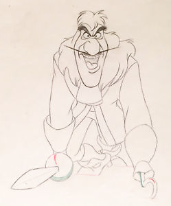 249x300 1953 Disney Peter Pan Captain Hook Original Production Animation - Peter Pan Sketch