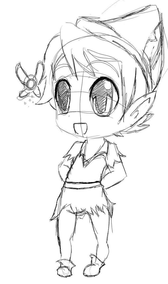 688x1162 Peter Pan Chibi Sketch By Angelpink7 - Peter Pan Sketch