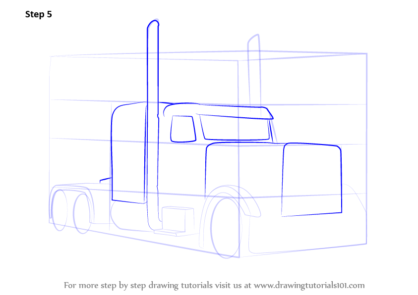 843x596 How To Draw Peterbilt 379 Truck - Peterbilt Sketch