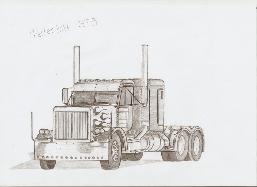  Peterbilt Sketch Drawing with Pencil