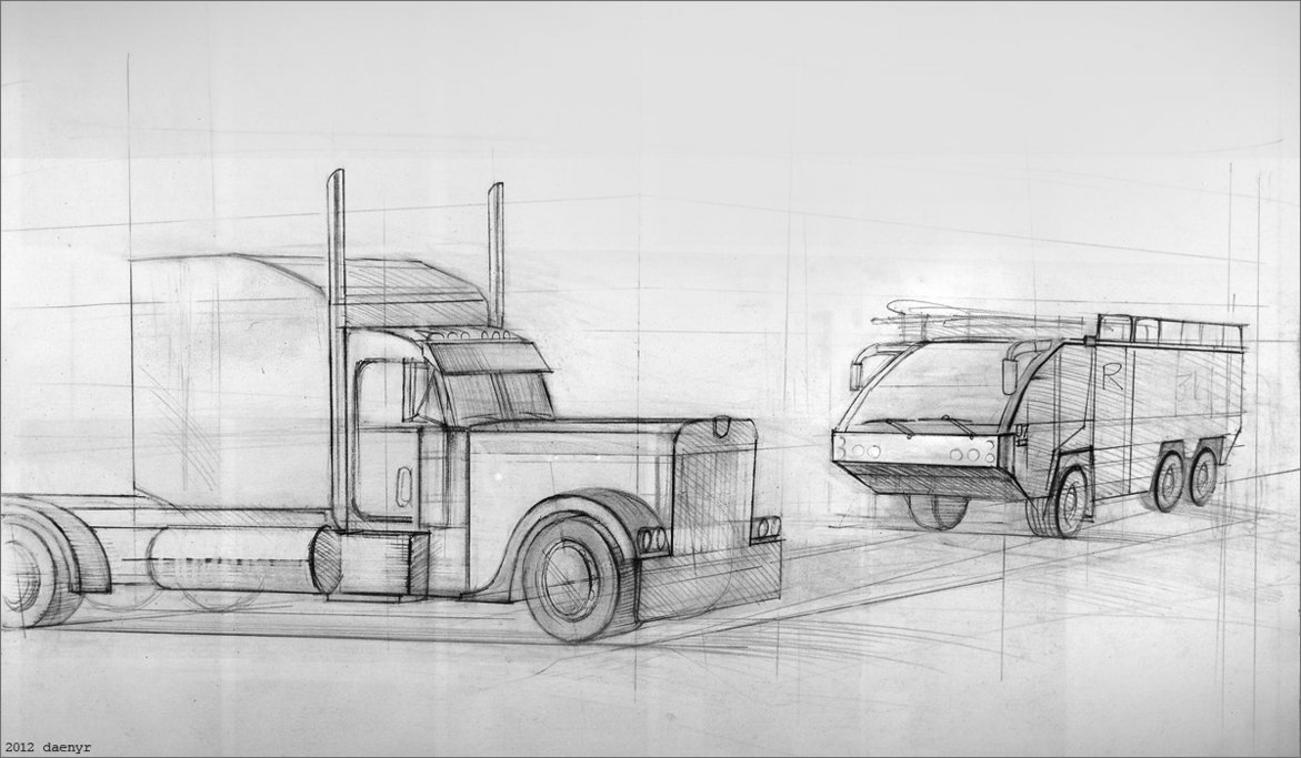 1171x683 Peterbilt And Rosenbauer By Darefi - Peterbilt Sketch