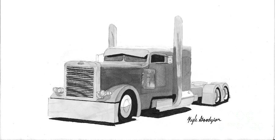 900x460 Peterbilt 379 Drawing - Peterbilt Sketch