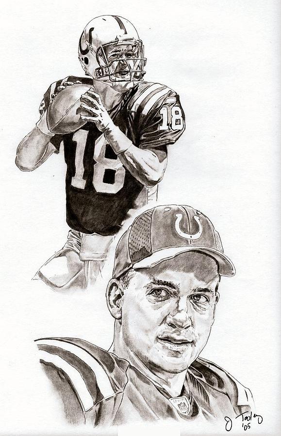 579x900 Peyton Manning Drawing By Jonathan Tooley - Peyton Manning Sketch