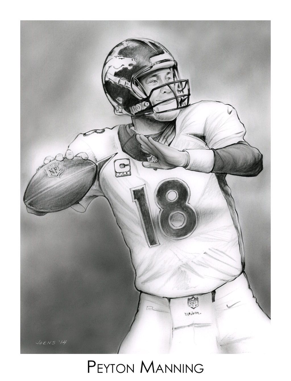 1024x1338 Peyton Manning By On @ - Peyton Manning Sketch