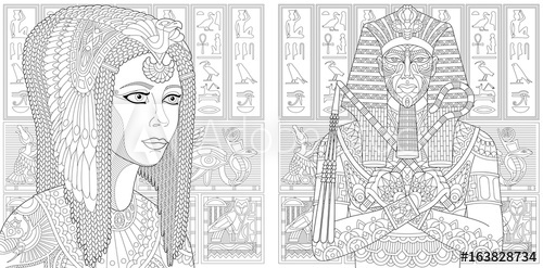 500x247 Coloring - Pharaoh Sketch