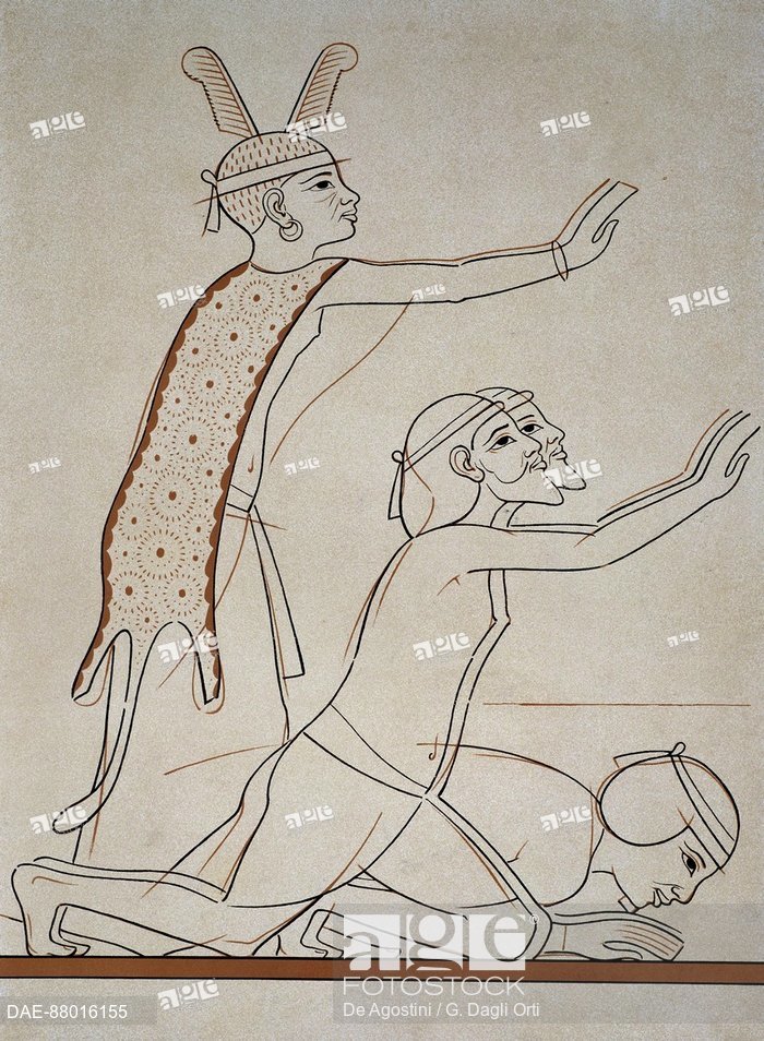 700x954 The People Kneeling Before The Pharaoh, Sketch In A Tomb - Pharaoh Sketch