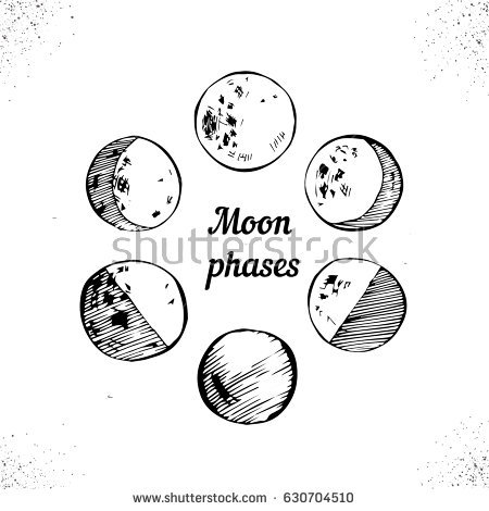450x470 Phases Drawn Moon Drawing Design Pictures - Phases Of The Moon Sketch