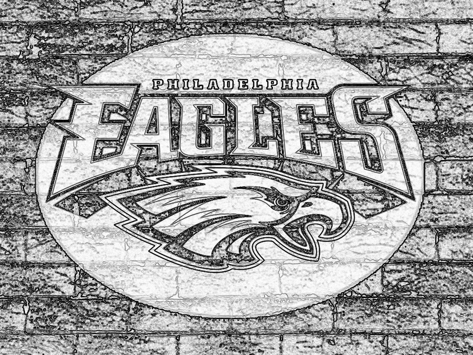 1600x1200 Philadelphia Eagles Sketch Logo On Grey Brick Wall 1600x1200 - Philadelphia Eagles Sketch