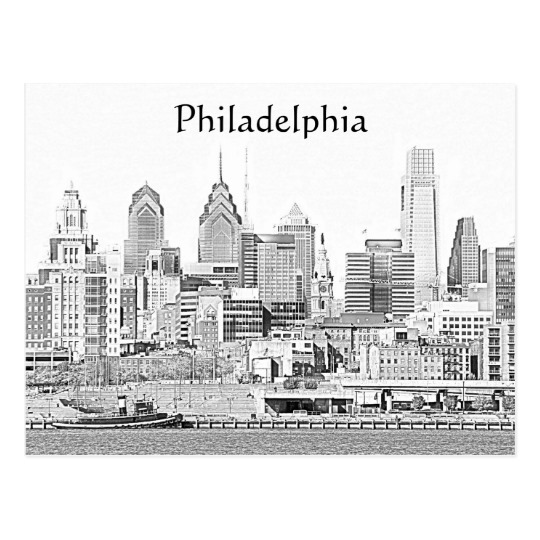 540x540 Philadelphia Sketch Postcard - Philadelphia Skyline Sketch