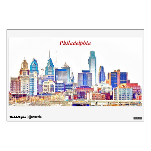 512x512 Philadelphia Skyline Color Sketch Wall Decal Zazzle, Philadelphia - Philadelphia Skyline Sketch