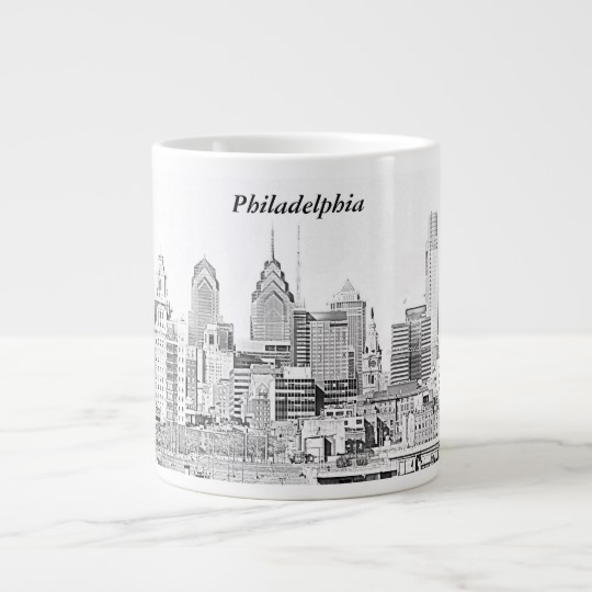 540x540 Philadelphia Skyline Sketch Jumbo Mug - Philadelphia Skyline Sketch