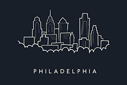 425x283 Philadelphia City Skyline Pencil Sketch Art Print - Philadelphia Skyline Sketch