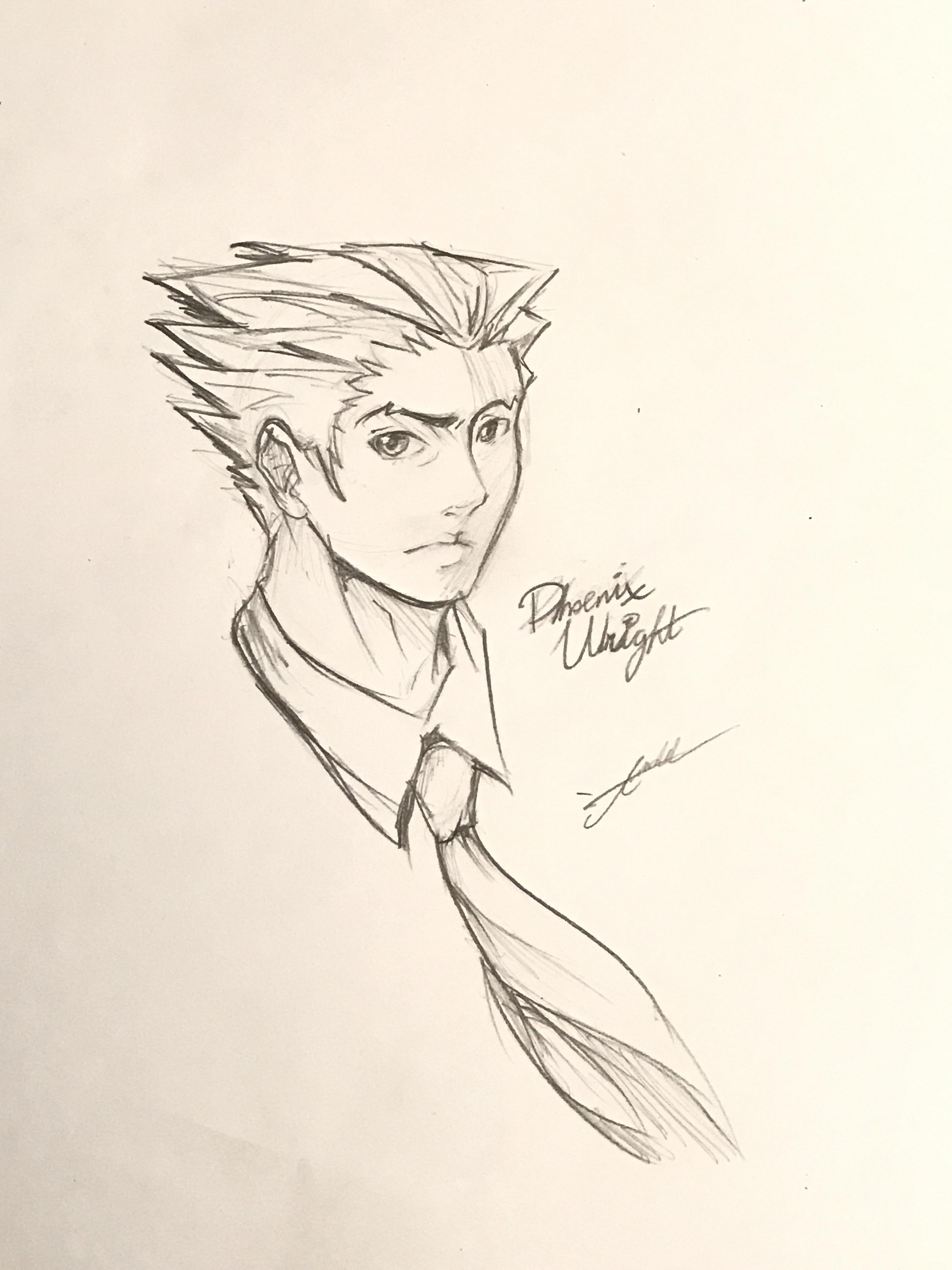 3024x4032 Phoenix Wright Sketch (~15 Min) Aceattorney - Phoenix Sketch