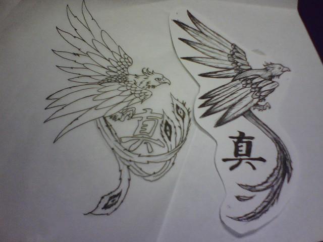 640x480 Black And White Phoenix Tattoo Sketch - Phoenix Tattoo Sketch