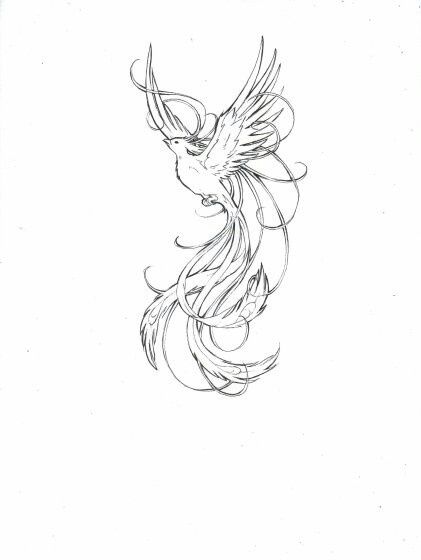 421x560 Feminine Phoenix Tattoos Phoenix. Feminine And Delicate - Phoenix Tattoo Sketch