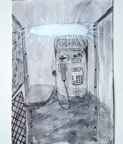 474x552 Ink And Watercolour The Phone Booth By Raj Panda (2017 - Phone Booth Sketch