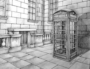 300x230 Phone Booth Drawing By Pj Timmermans - Phone Booth Sketch