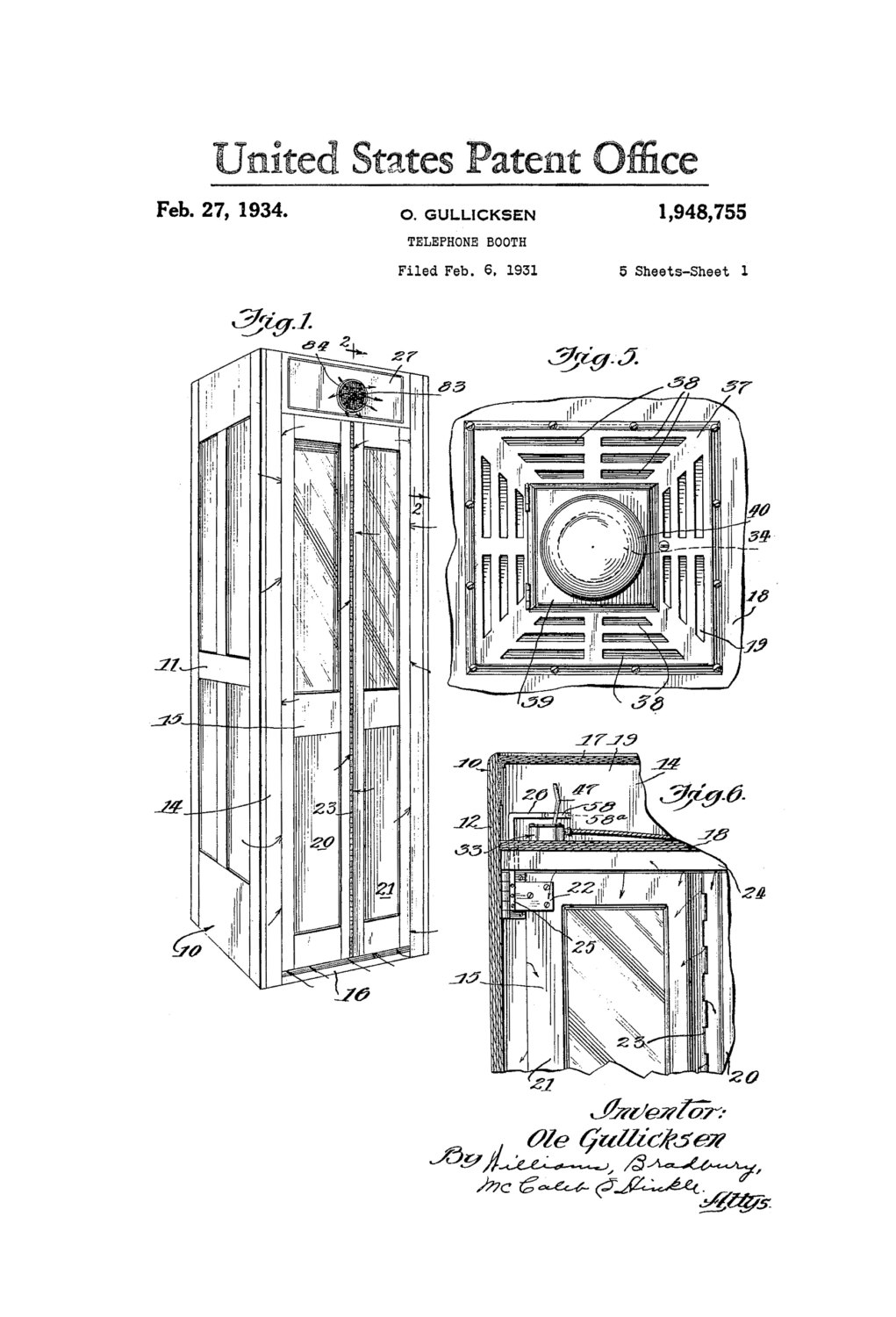 1021x1500 Phone Booth Patent Print 1934 Patent Print, Wall Decor - Phone Booth Sketch
