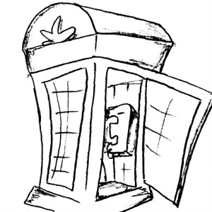 300x300 Phone Booth Clipart Black And White - Phone Booth Sketch