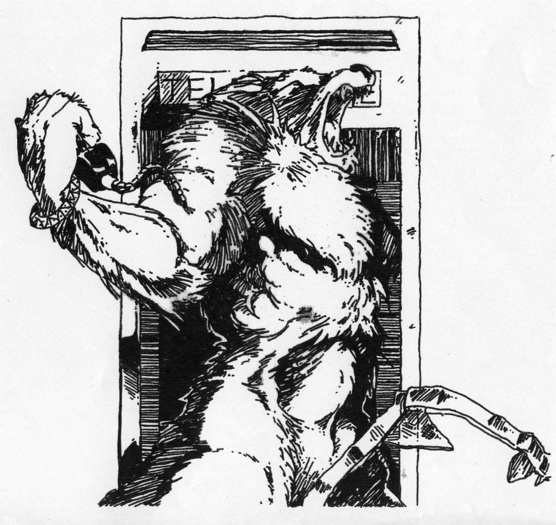 1098x1036 Werewolf In A Phone Booth By Stonegate - Phone Booth Sketch