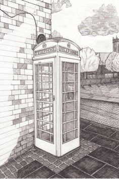 236x354 Phone Booth On D St By Petescully, Via Outline In Black - Phone Booth Sketch