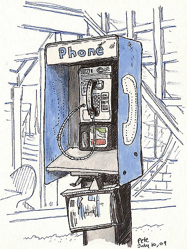 376x500 Phonebooth On 3rd St Always Wanted To Sketch One Of - Phone Booth Sketch