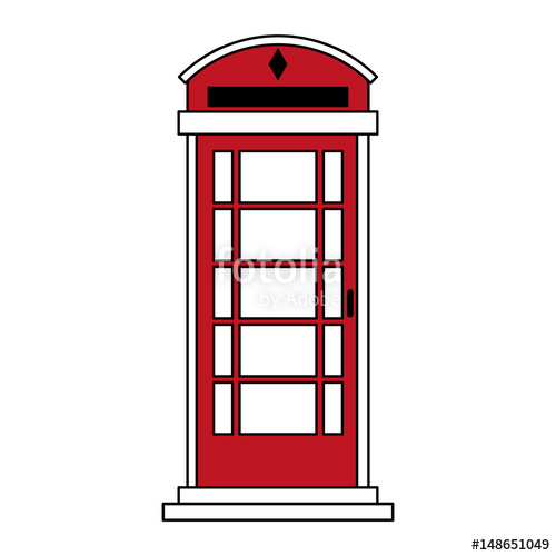 500x500 Sketch Color Silhouette London Red Phone Booth Vector Illustration - Phone Booth Sketch