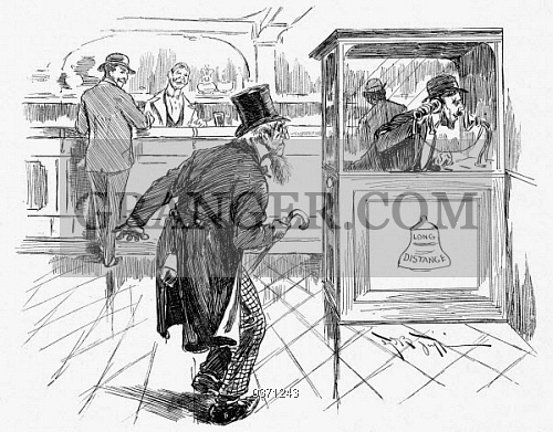 500x391 Image Of Cartoon Telephone, 1895. - Phone Booth Sketch