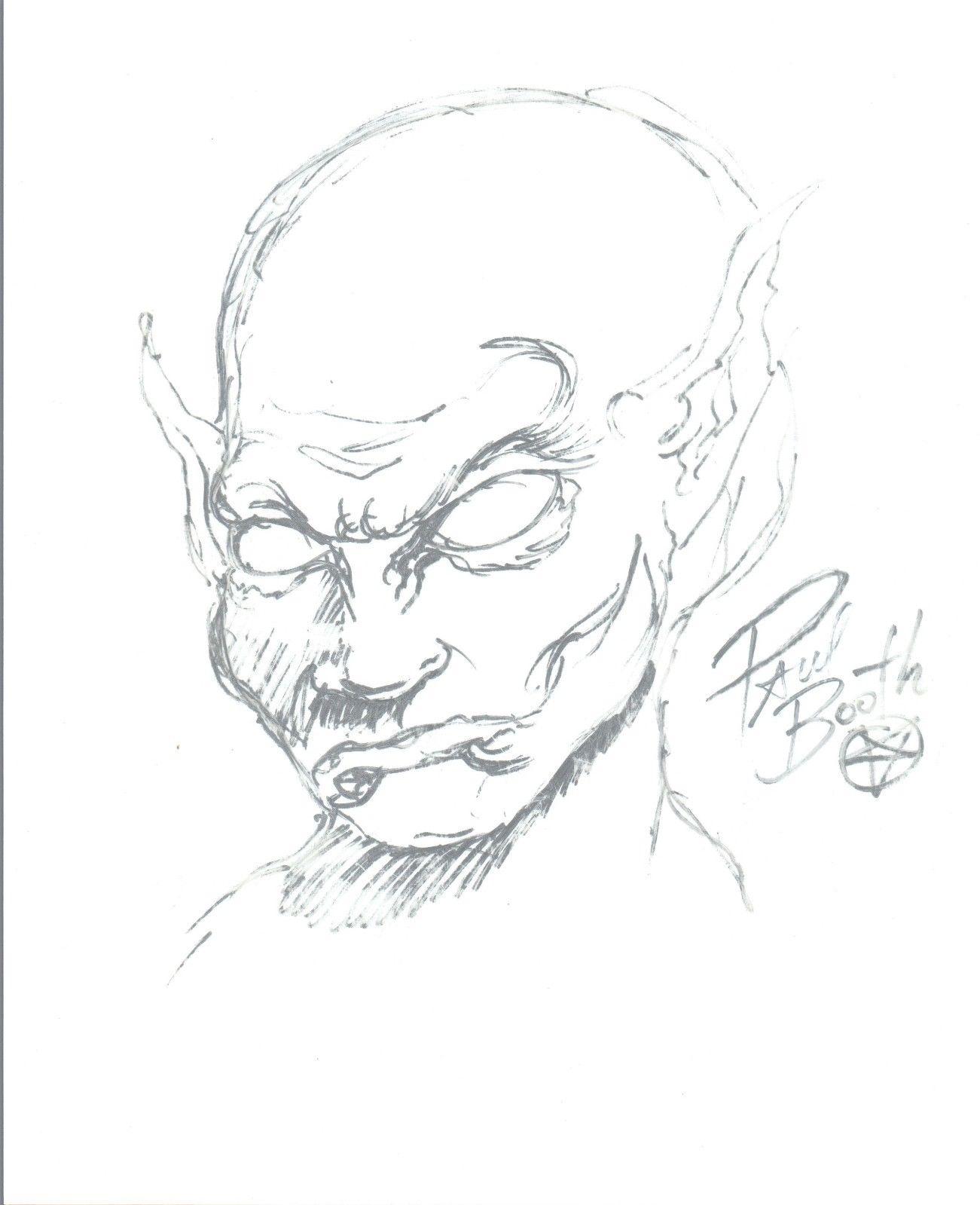 1301x1599 Paul Booth Signed Autograph Hand Drawn Sketch Tattoo Artist Coa Vd - Photo Booth Sketch