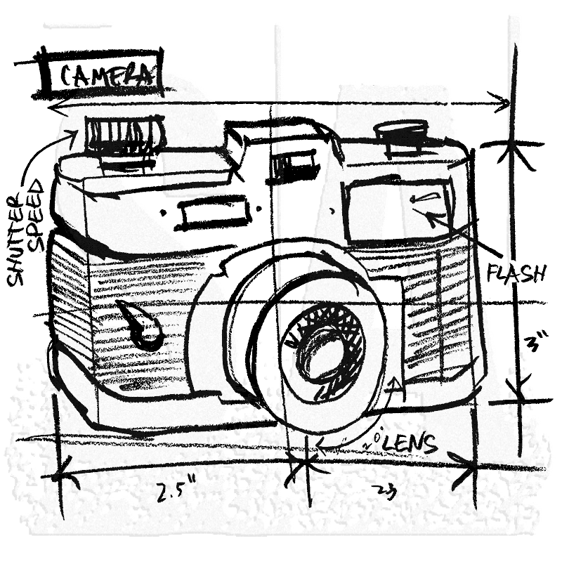 800x800 Tim Holtz Wood Mounted Stamp - Photo Camera Sketch