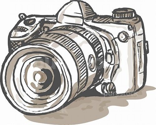 500x400 Hand Sketch Drawing Illustration Of A Digital Slr Camera. Drawing - Photo Camera Sketch