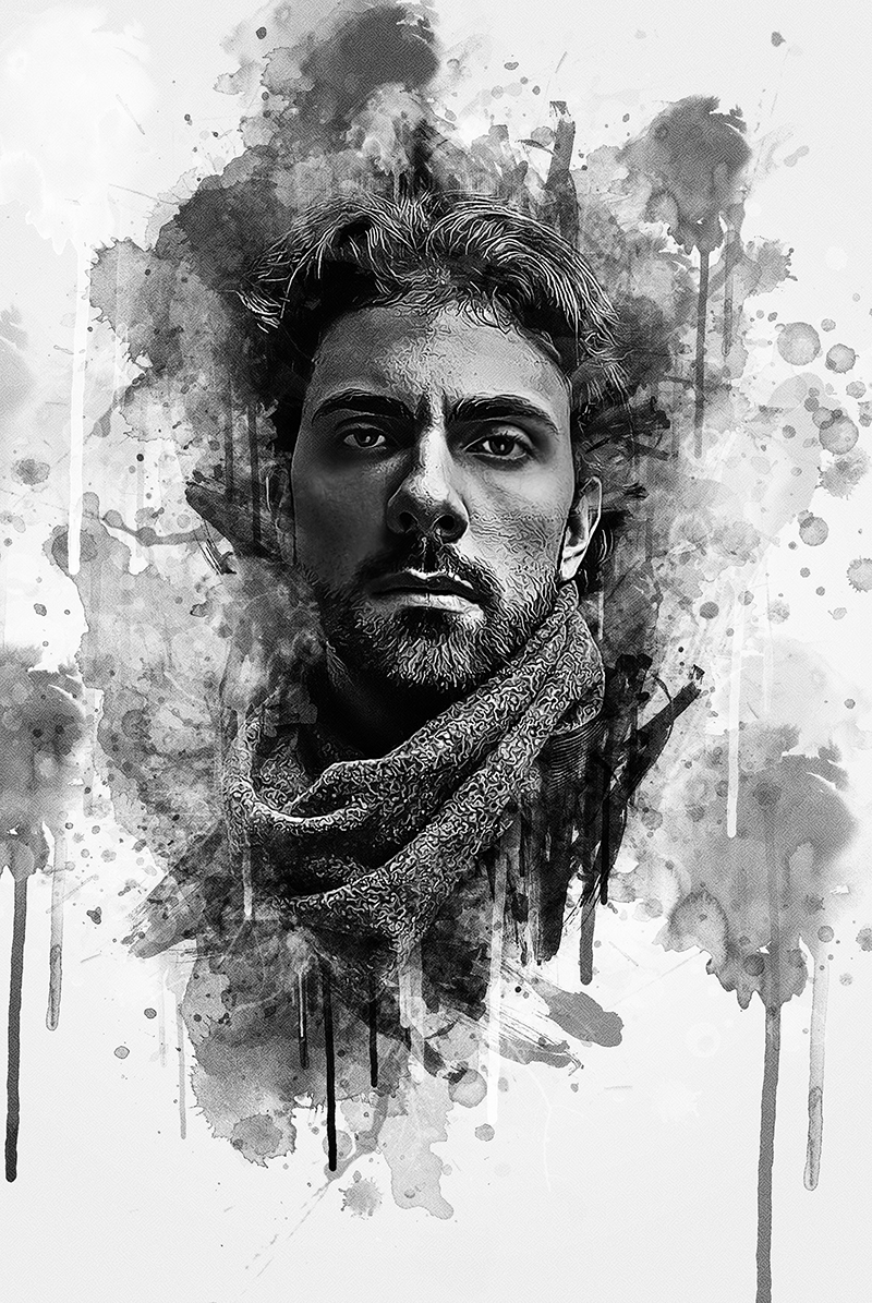 800x1195 Mixed Ink Sketch Photoshop Action By Artist Painting Graphicriver - Photo Sketch Effect