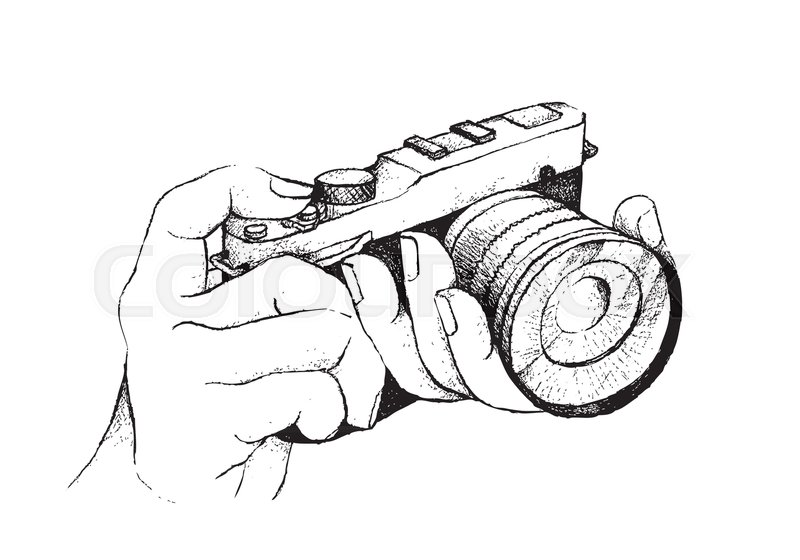 800x560 Illustration Of Hand Drawn Sketch Of Photographer To Take A - Photographer Sketch
