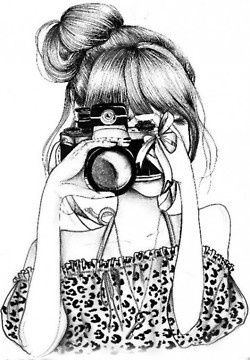 250x360 Sketch Of Girl With Camera. - Photographer Sketch