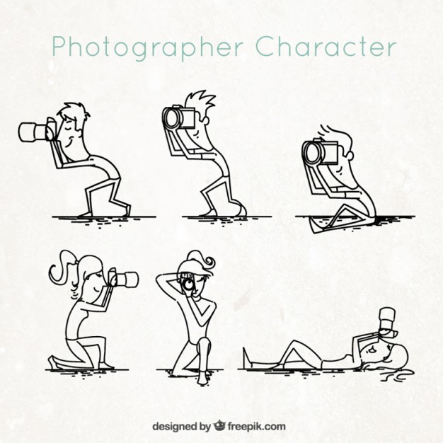 626x626 Sketches Photographer Characters Vector Free Download - Photographer Sketch