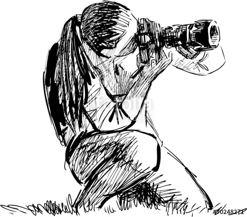 500x440 Sketch Of A Photographer Stock Image And Royalty Free Vector - Photographer Sketch