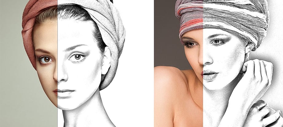 922x416 Free Photoshop Actions Sketch And Painting Effects Set - Photoshop Sketch