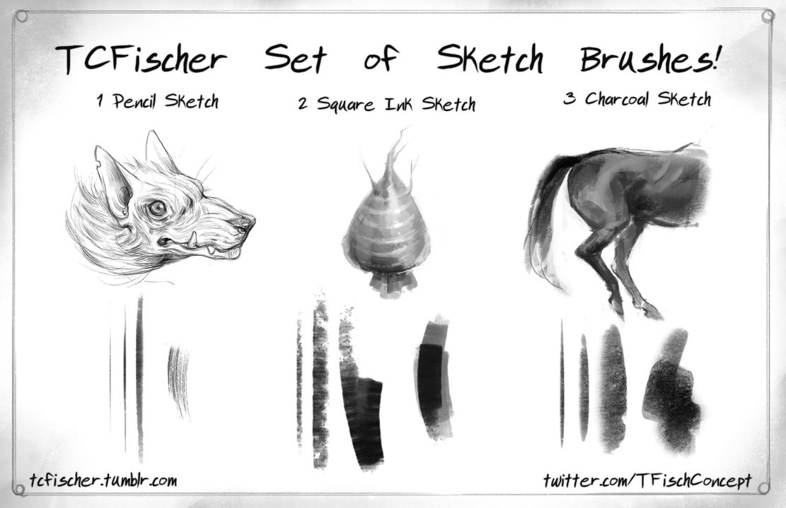 1111x719 Photoshop Sketch Brushes Set Of 3! By Beastysakura - Photoshop Sketch