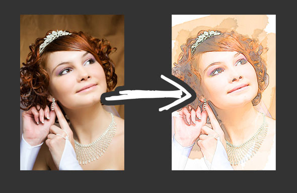 590x383 25 Artistic Watercolor Amp Sketch Effect Photoshop Actions Web - Photoshop Sketch Effect Action