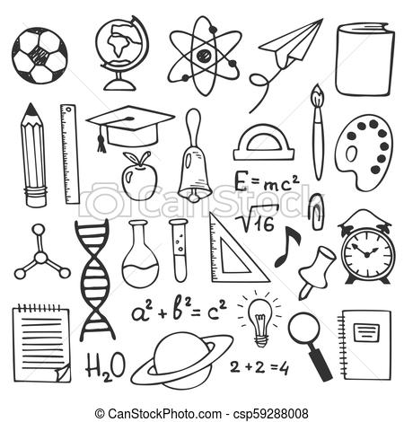 450x470 School Education Sketch Drawing Icons. Hand Drawn Education - Physics Sketch