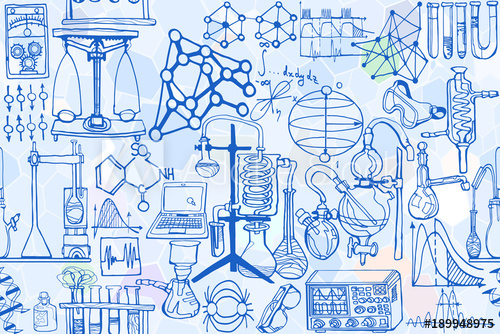500x334 Vector Seamless Pattern With Sketch Elements Related To Science Or - Physics Sketch