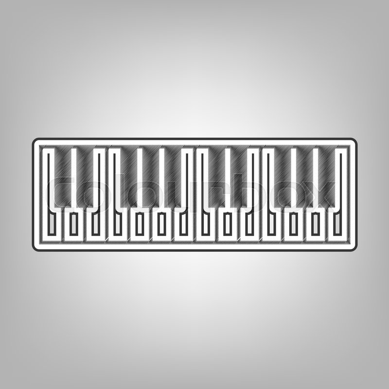 800x800 Piano Keyboard Sign. Vector. Pencil Sketch Imitation. Dark Gray - Piano Keyboard Sketch